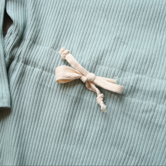 Long Sleeve Drawstring Sage Green Romper - Picture 9 of 11